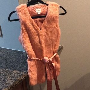 Adorable salmon color fur vest